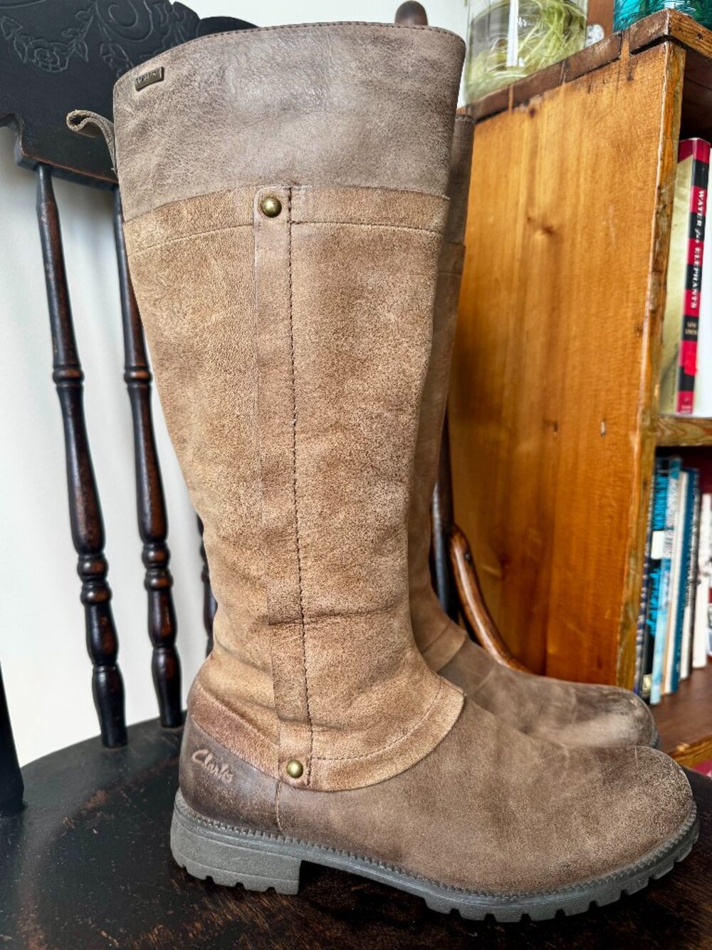 Clarks Brown Leather GORE-TEX Waterproof Riding Boots Size 7.5